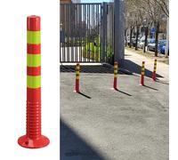 Parking bollards, Flexible Parking Safety Bollard Plastic, Traffic Delineator Post Concrete Floor Mounted, Reflective Warning Barrier Cones with Anchor Bolts(2pcs Red Yellow)