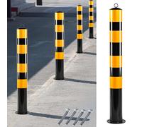Parking bollards, Parking Safety Bollard Post with Screws, Heavy Duty 2.5mm Thicker Barricade Pipes, Driveway Barrier Warning Column for Block Off Areas Height)(4pcs,100cm (39 3/8in) Height)