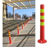 Parking bollards, Plastic Flexible Parking Barrier Bollards, Driveway/Road/Garage Lot Traffic Barricade Pole with Anchor Bolts H)(2pcs Red Yellow)