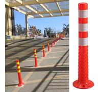 Parking bollards, Plastic Flexible Parking Barrier Bollards, Driveway/Road/Garage Lot Traffic Barricade Pole with Anchor Bolts H)(4pcs Red White)