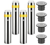 parking bollards，，Removable Parking Bollard with Reflective Strips - 4PCS Car Space Locking Security Bollards, Durable Embedment Sleeve for Enhanced Safety and Visibility