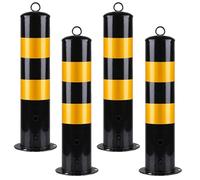 Parking Bollards - Removable Steel Bolt Down Traffic Delineators with Reflective Strips for Enhanced Road Safety & Parking Barriers