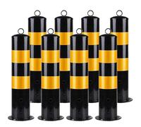 Parking Bollards - Removable Steel Bolt Down Traffic Delineators with Reflective Strips for Enhanced Road Safety & Parking Barriers