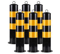Parking Bollards - Removable Steel Bolt Down Traffic Delineators with Reflective Strips for Enhanced Road Safety & Parking Barriers
