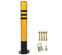 parking bollards, Security Post Barrier,Bollard With Reflective Tape, Safety With 4 Anchor Bolts, Perfect For Traffic-Sensitive Area,1pk(76 * 750mm)