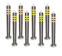 parking bollards， Traffic Control Posts with Reflective Tape, Driveway Parking Barriers with Hanging Ring, 80CM(80CM 8pcs)