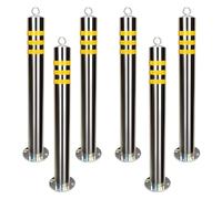 parking bollards， Traffic Control Posts with Reflective Tape, Driveway Parking Barriers with Hanging Ring, 80CM(80CM 6pcs)