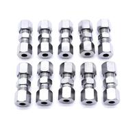 Parking Brake Cable 10PCS Fit for Universal Brake Line Union Fittings Straight Reducer Compression Kits Connector 3/16" OD