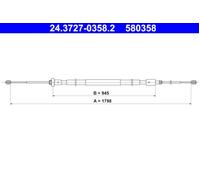 ATE 24.3727-0358.2 Hand brake cable