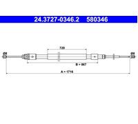 Parking Brake Cable ATE Fits CITROEN C3 Pluriel 4745V0