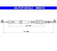 Parking Brake Cable ATE Fits CITROEN Xantia 4745G5