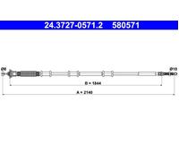 Parking Brake Cable ATE Fits FIAT Doblo Cargo Mpv 51750481
