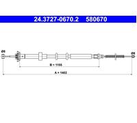 Parking Brake Cable ATE Fits FORD Ka 1541339