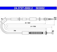 Parking Brake Cable ATE Fits LANCIA Delta III 51808304