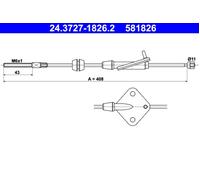 Parking Brake Cable ATE Fits MAZDA 2 D651-44-150B