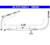 Handbrake cable 24.3727-0483.2 ATE for MERCEDES-BENZ CLS E-CLASS E-CLASS T-Model
