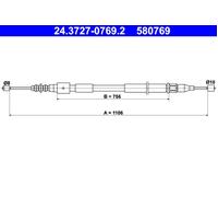 ATE 24.3727-0769.2 Hand brake cable