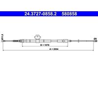 Parking Brake Cable ATE Fits PEUGEOT 308 Box Body / Hatchback 13- 9678421480