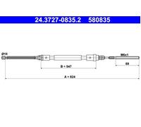 Parking Brake Cable ATE Fits PEUGEOT 406 4745R1