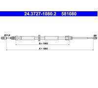 Handbrake cable 24.3727-1080.2 ATE for RENAULT MEGANE III Coupe