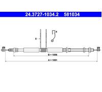 Parking Brake Cable ATE Fits RENAULT Safrane I II 7700812525