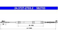 Parking Brake Cable ATE Fits SEAT Cordoba Ibiza II Vario 6K0609721