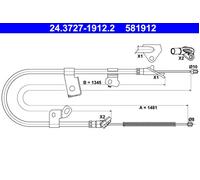 Parking Brake Cable ATE Fits TOYOTA Yaris 46420-52080