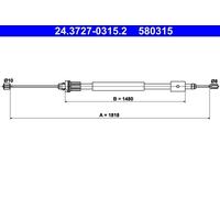 Parking brake cables ATE 24.3727-0315.2 for CITROËN PEUGEOT
