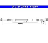 ATE 24.3727-0750.2 Handbrake cable
