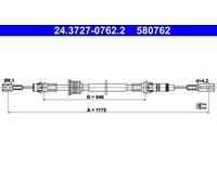 ATE 24.3727-0762.2 Hand brake cable