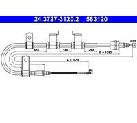 CABLE PULL PARKING BRAKE 24.3727-3120.2 FOR HYUNDAI D3EA 1.5L 3cyl TBD4FA 1.5L