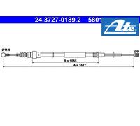 Parking Brake Cable ATE Fits AUDI Tt Roadster 8N 8N0609721F