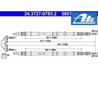 ATE Handbrake Cable 24.3727-0785.2 Fits Opel/Vauxhall Astra H Estate/Van