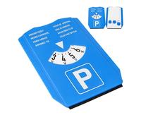 Parking disc with ice scraper, 1 piece, in blue, eight languages, parking meter set with tyre tread gauge and shopping trolley chip, for car, truck, motorhome, Parking Disc Blue, parking card