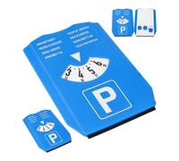 Parking disc with ice scraper, 2 pieces, in blue, eight languages, parking meter set with tyre gauge and shopping trolley chip, for car, truck, motorhome, Parking Disc Blue, parking card