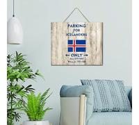 Parking for Icelanders Only All Others Will Be Towed Funny Wall Décor Wood Sign 10x12 National Flag Nautical Gifts Motivational Wall Art Wood Plaque with Sayings Home Decor for Living Room Office