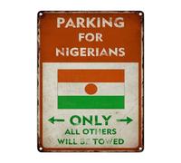Parking for Nigerians Only All Others Will Be Towed Decorative Warning Signs Metal Sign 12x16in Vintage Man Cave Street Notice Caution Aluminum Tin Sign for Road Highway Park Public Area