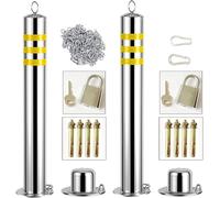 Parking Guardrails Barrier Security Bollards for Driveway Steel 2 Cones and 5m Chain Strong Durable Bollard Post for Commercial or Private Use(76x650mm)