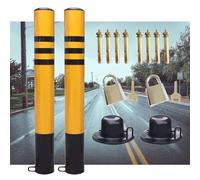 Parking Guardrails & Safety Bollards - Durable Traffic Barriers for Driveways & Sidewalks - Secure with Screws & Locks - Set of 2, 7.6x60cm (3x26in) for Enhance