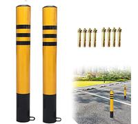 Parking Guardrails,Security Pole,Set of 2 Parking Bollard Security Posts with Reflective Parking Barriers, Durable Safety Bollard Post for Driveways Private Car Park Driv