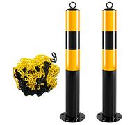 parking lot bollard, 2 with 5m Plastic Chain,Driveway Ber Private Parking Sign Safety(750x76mm)