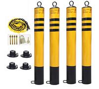 parking lot bollard, Set of 4 Chain Posts Driveway Traffic Warning Sign Park Security Bollards Safety Road Ber Parking Post(76x650mm)