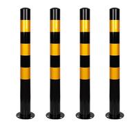 Parking Lot & Driveway Barrier - Removable Steel Bollard Post with In-Ground Sleeve for Permanent or Temporary Traffic Control(Yellow-4)
