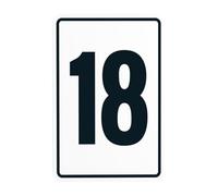 Parking Lot Number Sign With Number 18 (Eighteen) Metal Warning Sign with Easy Install for Indoor Outdoor Security, Business Office Home Garden Street Decor 20 x 30 cm
