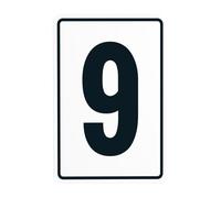 Parking Lot Number Sign With Number 9 (Nine) Metal Warning Sign with Easy Install for Indoor Outdoor Security, Business Office Home Garden Street Decor 20 x 30 cm