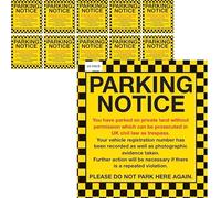 Parking Notice Stickers, 10x10cm for UK Private Land, High Visibility Yellow and Black Warning Tickets with Self Adhesive for Cars, Vans, Driveways and Parking Control, 10-Pack