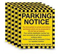 Parking Notice Stickers, 10x10cm for UK Private Land, High Visibility Yellow and Black Warning Tickets with Self Adhesive for Cars, Vans, Driveways and Parking Control, 6-Pack