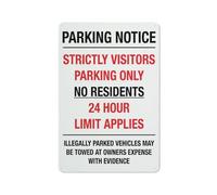 Parking Notice Strictly Visitors Parking Only No Residents Sign 12 X 8 Inches Aluminum Sign Reflective - Uv Protected, Waterproof, Weatherproof And Fade Resistant - 4Pre-Drilled Holes