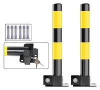 Parking Pile 2pcs Folding Parking Bollards with Lock Metal Posts with Reflective Tape