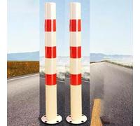 Parking Post Construction Cone Street Stanchion 2Pc Steel Parking Bollard Post Floor Mounted Traffic Safety Delineators with 4 Anchor Bolts for Public Area,